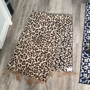 H&M Animal Print Scarf with Fringe